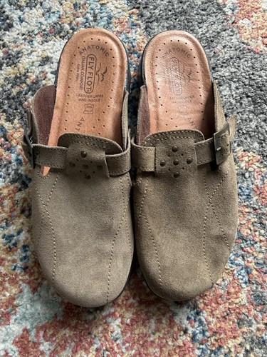 Fly flot suede leather clogs - leather,