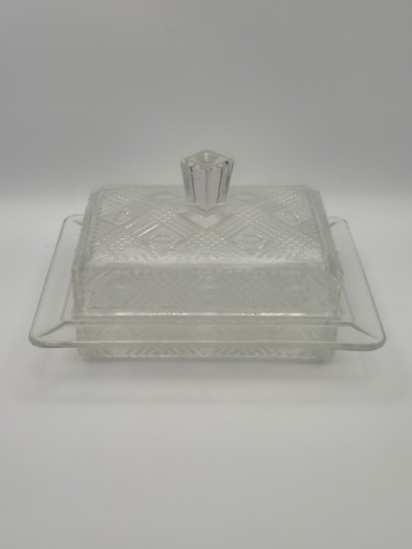 Vintage clear glass butter - glass,