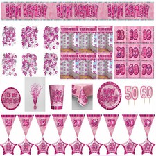 Pink glitz birthday tableware - birthday,
