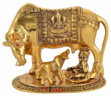 Oxidized metal kamdhenu cow - metal,
