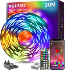 KSIPZE 30m RGB LED Strip Lights Music Sync APP Remote Bedroom Party Decoration