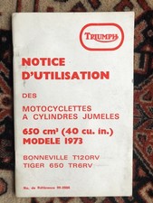 TRIUMPH BONNEVILLE & TIGER 650  OWNERS HANDBOOK in FRENCH