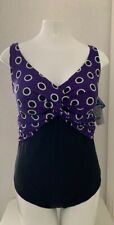 Anita Lenita Swimsuit UK 40D Pad Unwired Scooped Back Plunge Front Black/Purple