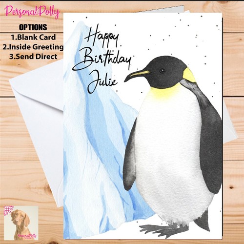 Personalised penguin card - personalised,