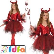 Rubies Official Red Devil Girl Kids Childs Halloween Fancy Dress Costume