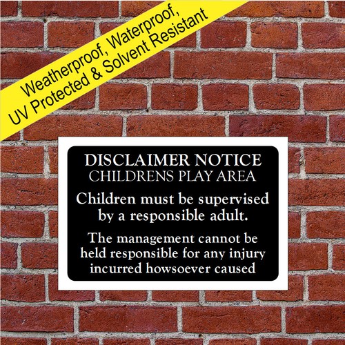 Play area disclaimer sign - ,, pub