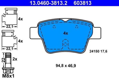 Disc brake pad set ate - disc, fits