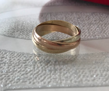 9ct Russian Wedding Ring – Tri-Colour Gold – Size  M–  3 Bands 3.1g