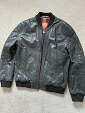 Awesome Hugo Boss Leather Aviator Padded Bomber Jacket Men’s Medium RRP £499