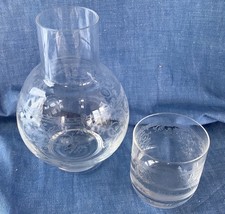 Vintage Tumble Glass Carafe Laura Ashley, Etched Glass Dainty Water Pitcher