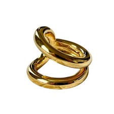 Saint Laurent YSL Ring P US 7.5 EU 56 Gold Tone Sculptural Loop Infinity Knot