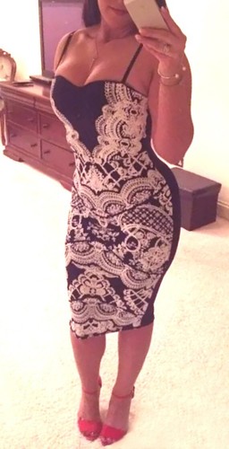 Lipsy navy white bodycon - white, dress