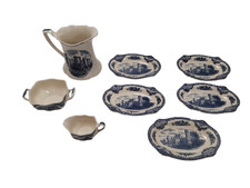 Johnson Bros Old Britain Castles Blue White 8pc Set - Plates Jug Bowl Pre-Loved