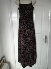 Motel Fully Lined Stretchy Animal Print Velour Strappy Long  Dress Women Size M