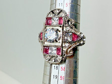 Art Deco-Style Silvertone Pink