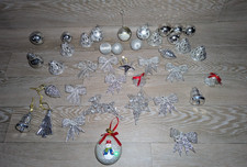 Christmas Baubles Silver Christmas Tree Decorations Ornaments Used Good Read
