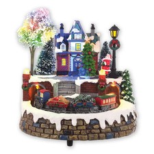 Musical LED Christmas Village Beautiful Xmas Scene With Revolving Train & Lights
