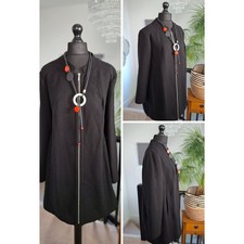 M&S Ladies winter coat zip up Black WOMENS size 22 XL pockets lined CHIC Mid
