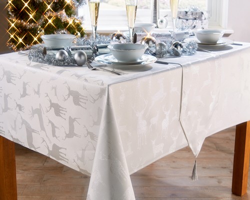 Large stag white table cloths - stag,