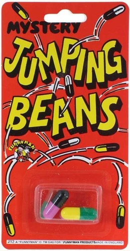 Jumping beans joke - shop, retro