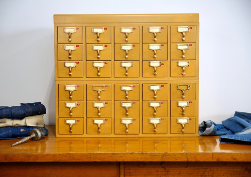Vintage library card catalog - library,