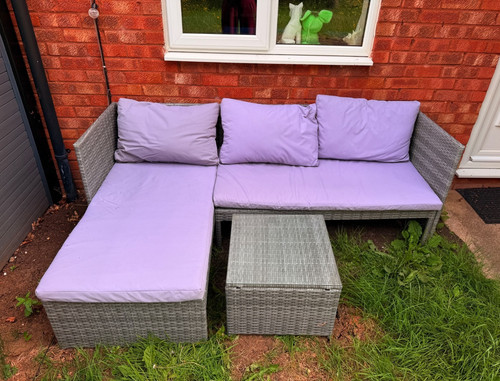 Grey rattan corner - corner, sofa