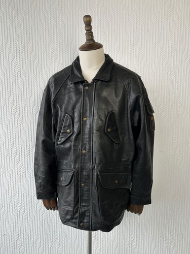 Black vintage redskins leather - black,
