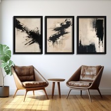 Set of 3 Black Beige Neutral