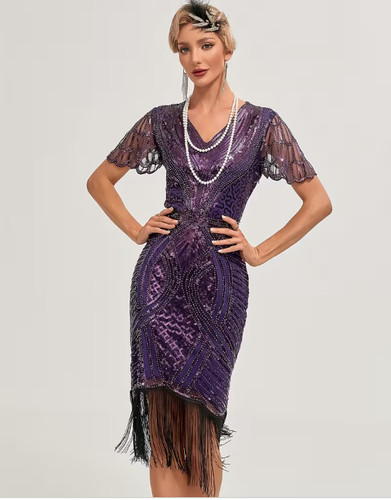 Flapper 1920s dress purple - flapper, dress-purple