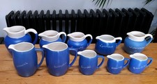 10 blue jugs New Devon Pottery Newton Abbot  England vintage stoneware