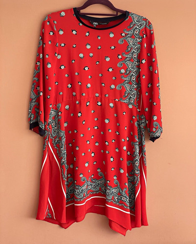 Zara red paisley shift - paisley, dress