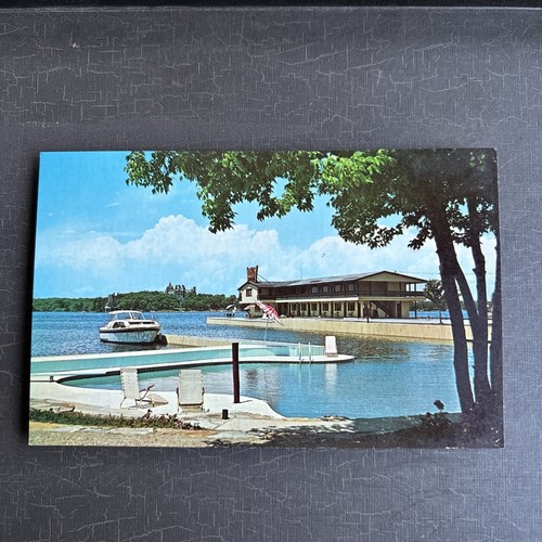 Boat postcard riveredge - boat, motel