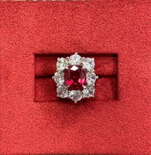 4.75 Ct Cushion Cut Natural Red Ruby & Diamond Wedding Ring 18k White Gold 6 7 8