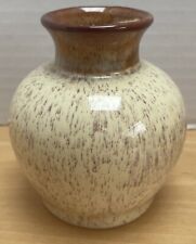 Vintage Prinknash Pottery Glazed Brown Flecked Small Stem Bud Vase - 10cm Tall