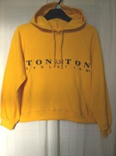 Age 10/12 Vintage 1990s Ton Sur Ton Yellow/ Navy L/S Cotton Hooded Sweatshirt BN