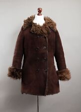 Women's Vintage Antartex Lambskin Shearling Coat Brown Size 10 UK