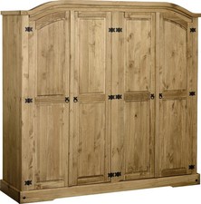 MEXICAN PINE CORONA 4 DOOR WARDROBE 