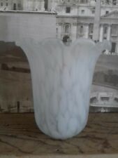 VINTAGE RARE MOTTLED HAND BLOWN GLASS LIGHT SHADE FRILLY EDGE UNUSUAL RETRO 