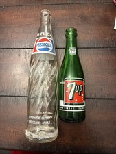 2 Old Bottles 7up And Pepsi