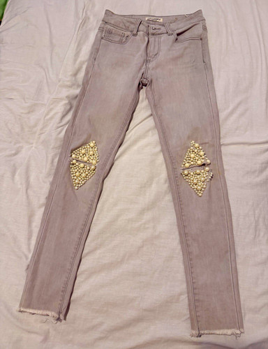 Womens grey denim jeans - grey,