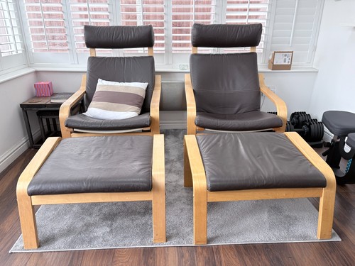 Ikea poang dark brown - ikea, leather