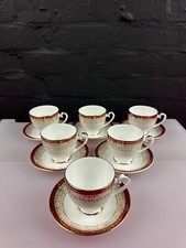 6 x Royal Grafton Majestic Red Footed Small Coffee Cups and Saucers Set