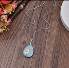Pendant Necklace With Turquoise Tree of Life Waterdrop Crystal Energy