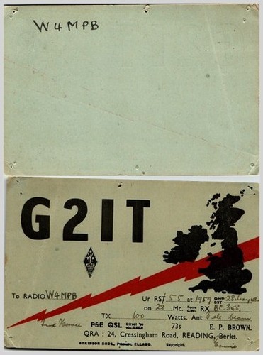 1947 ham radio qsl - radio, postcard