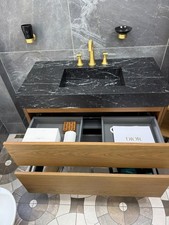 ExDisplay Bespoke marble black basin unit with tapholes  RRP £2995