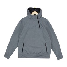 North Face Fleece Hoodie Mens Size L Grey 1/4 Side Zip Pullover