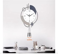 Decorative Black Wall Clock with White & Black Large Pendulum 42 x 77 cm – 03