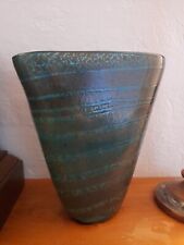 Modernist Mid Century Large Studio Glass Vase with Stripey Design