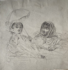 William Powell Frith study 'Derby Day' Signature Victorian. 1856. Fortune-teller