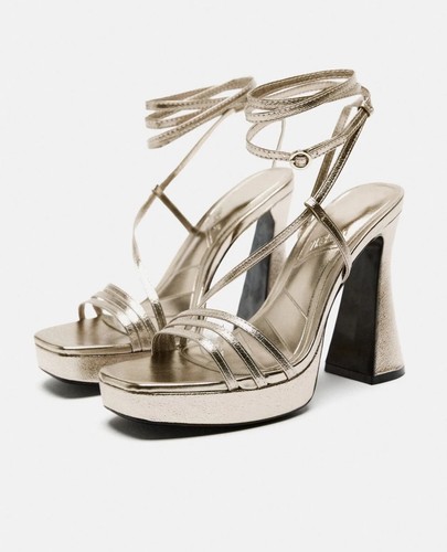Zara metallic block heel - metallic,